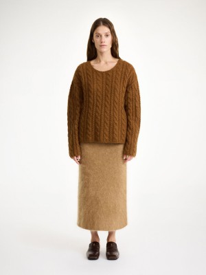 By Malene Birger Cierra Cable-knit Sweater Neuleet Bison | FI_BB43996