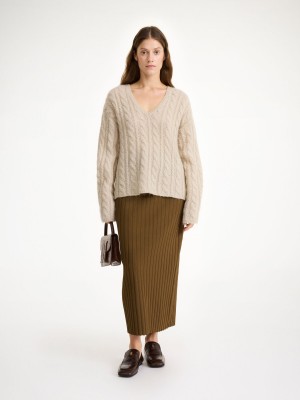 By Malene Birger Cimone Cable-knit Sweater Neuleet Oyster Gray | FI_BB38224