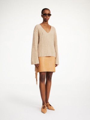 By Malene Birger Cimone Ribbed Sweater Neuleet Beige | FI_BB93534