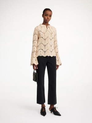 By Malene Birger Gwenevere Crochet Shirt Neuleet Oyster Gray | FI_BB85742