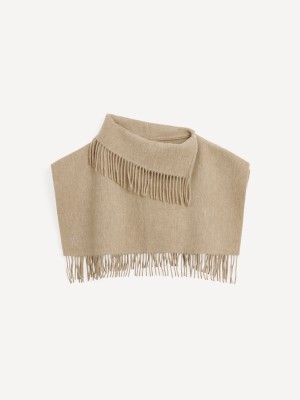 By Malene Birger Turtla Wool Fringe Bib Huivit Harmaat Ruskea | FI_BB55429