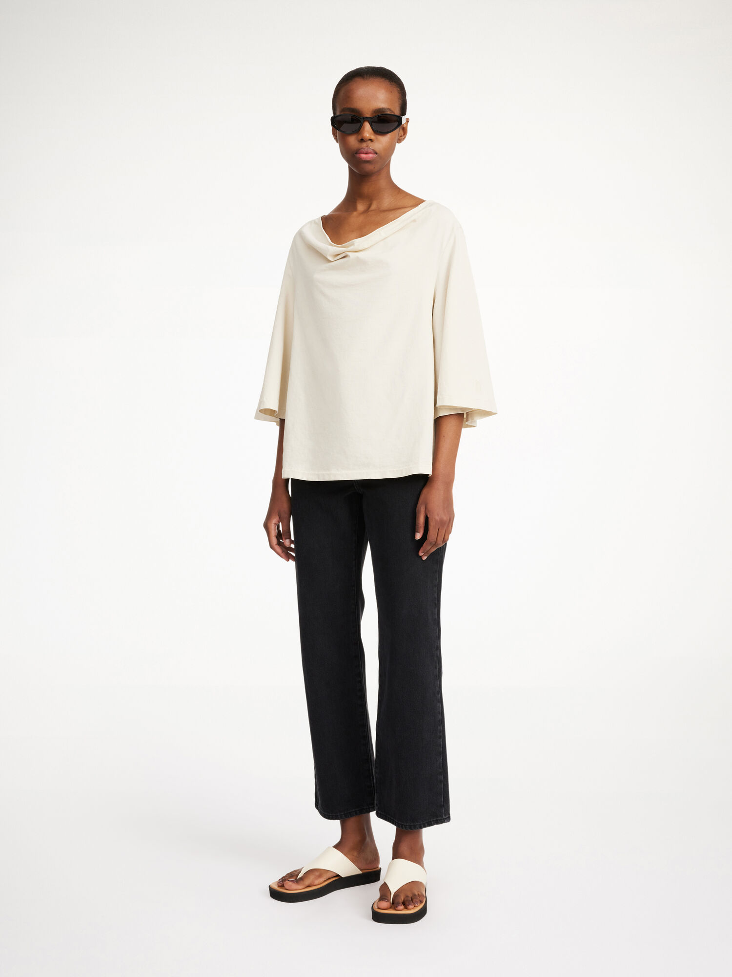 By Malene Birger Bryar Organic Cotton T-shirt Topit Oyster Gray | FI_BB62309