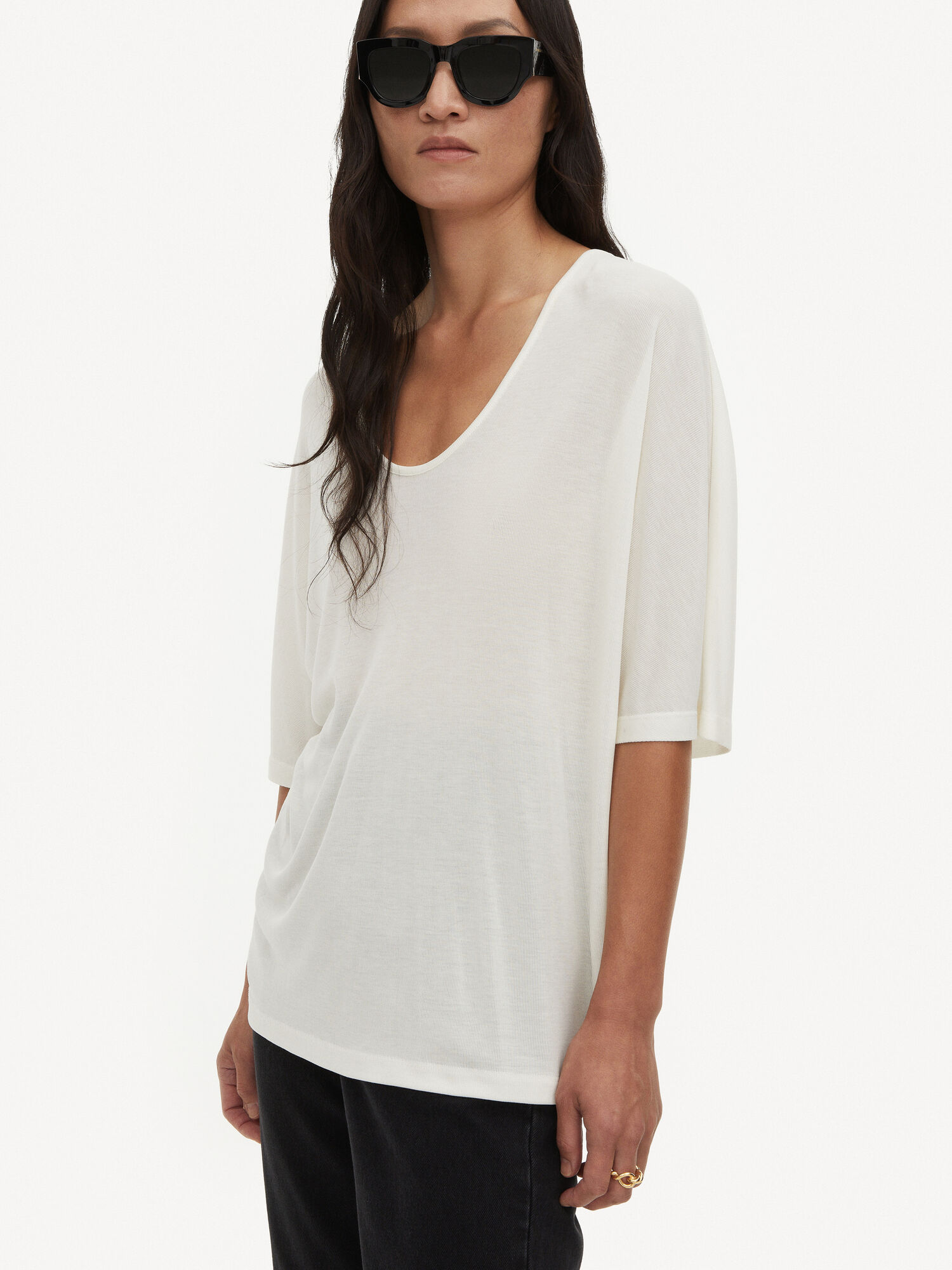 By Malene Birger Cevina Oversized T-shirt Topit Valkoinen | FI_BB91043