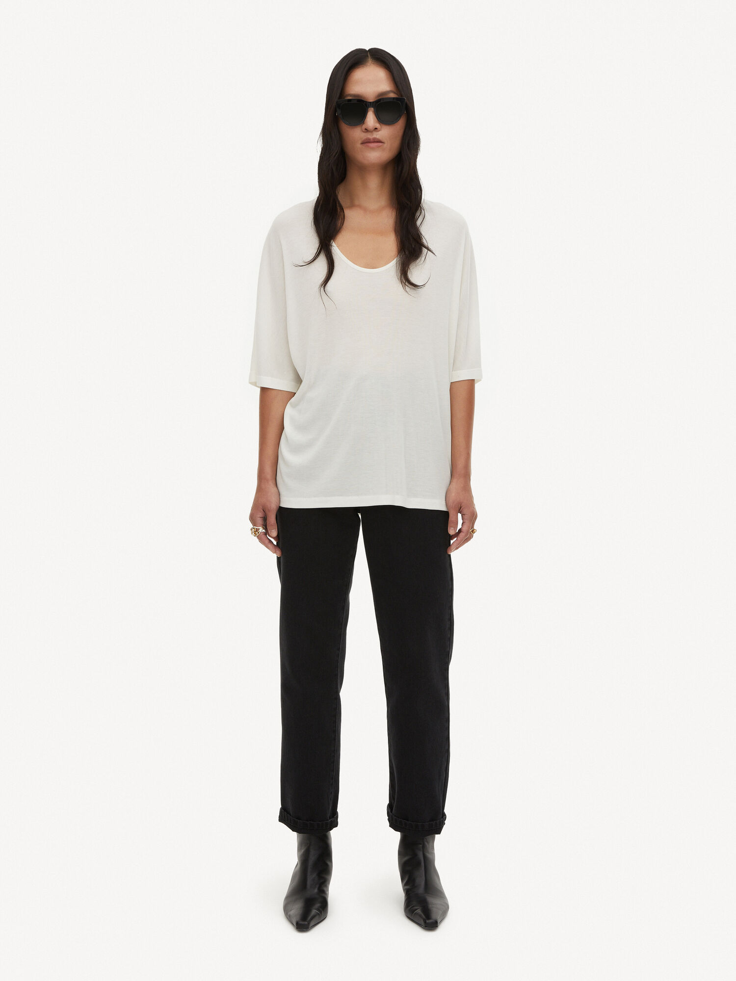 By Malene Birger Cevina Oversized T-shirt Topit Valkoinen | FI_BB91043