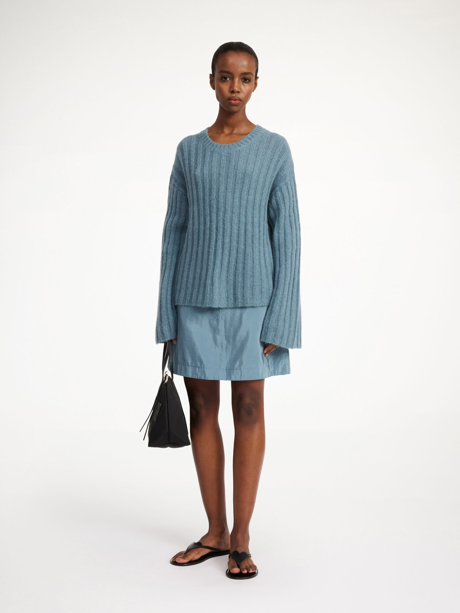 By Malene Birger Cierra Ribbed Sweater Neuleet Cool Water | FI_BB94917