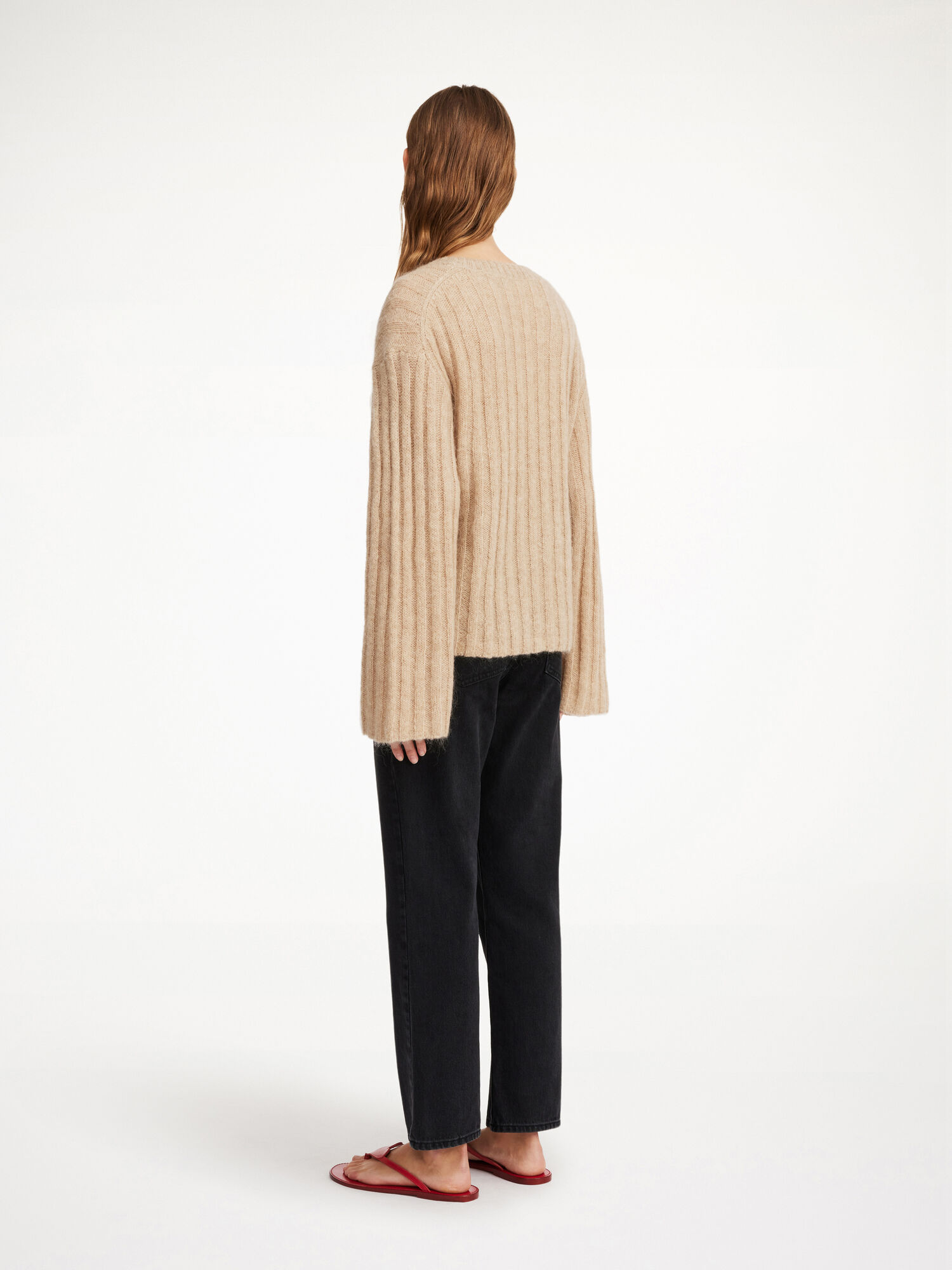 By Malene Birger Cierra Ribbed Sweater Neuleet Beige | FI_BB49210