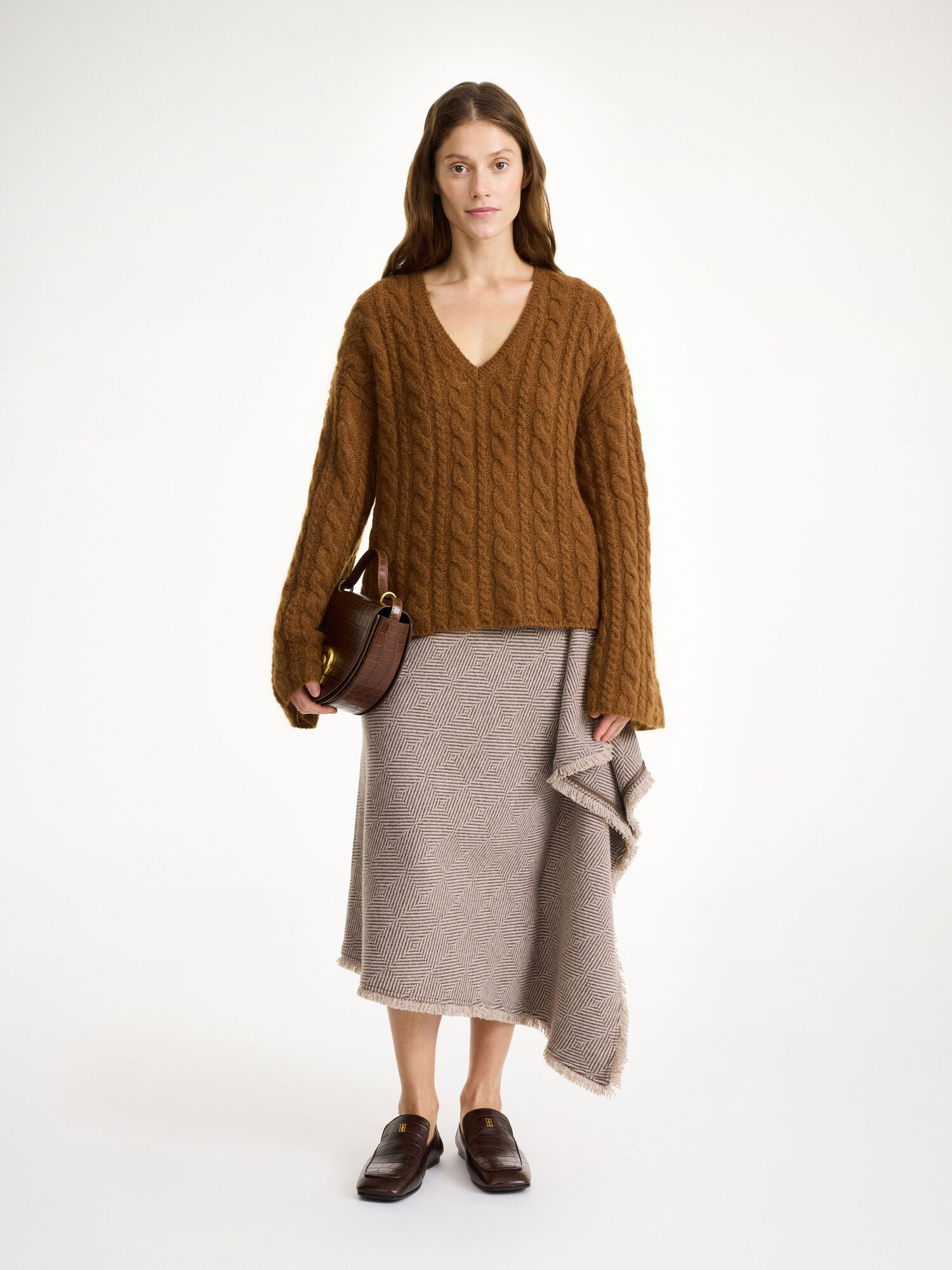 By Malene Birger Cimone Cable-knit Sweater Neuleet Bison | FI_BB62346