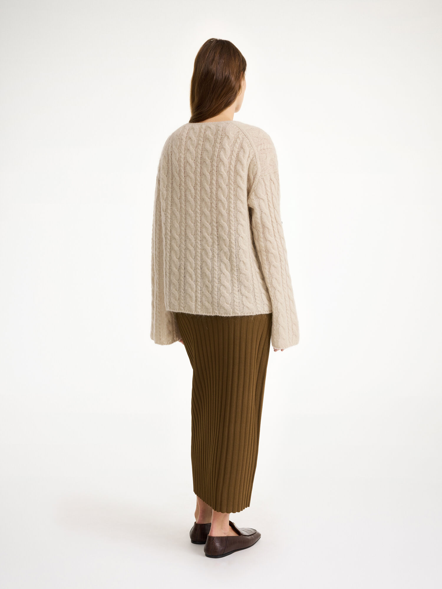 By Malene Birger Cimone Cable-knit Sweater Neuleet Oyster Gray | FI_BB38224