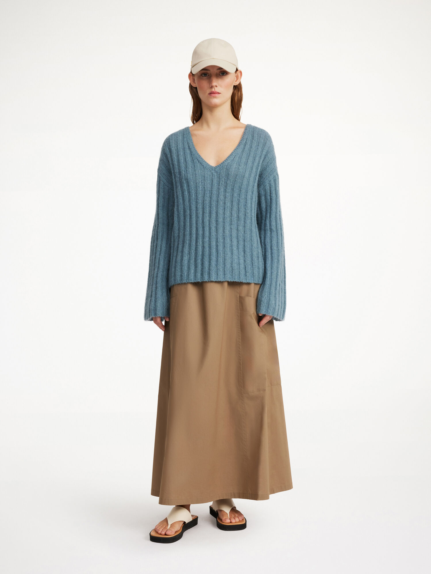 By Malene Birger Cimone Ribbed Sweater Neuleet Cool Water | FI_BB79175