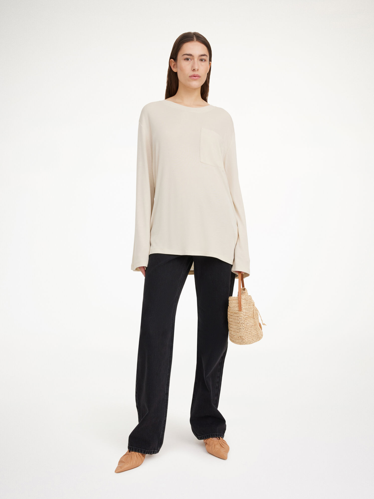 By Malene Birger Fayeh Oversized Longsleeve Topit Oyster Gray | FI_BB84248