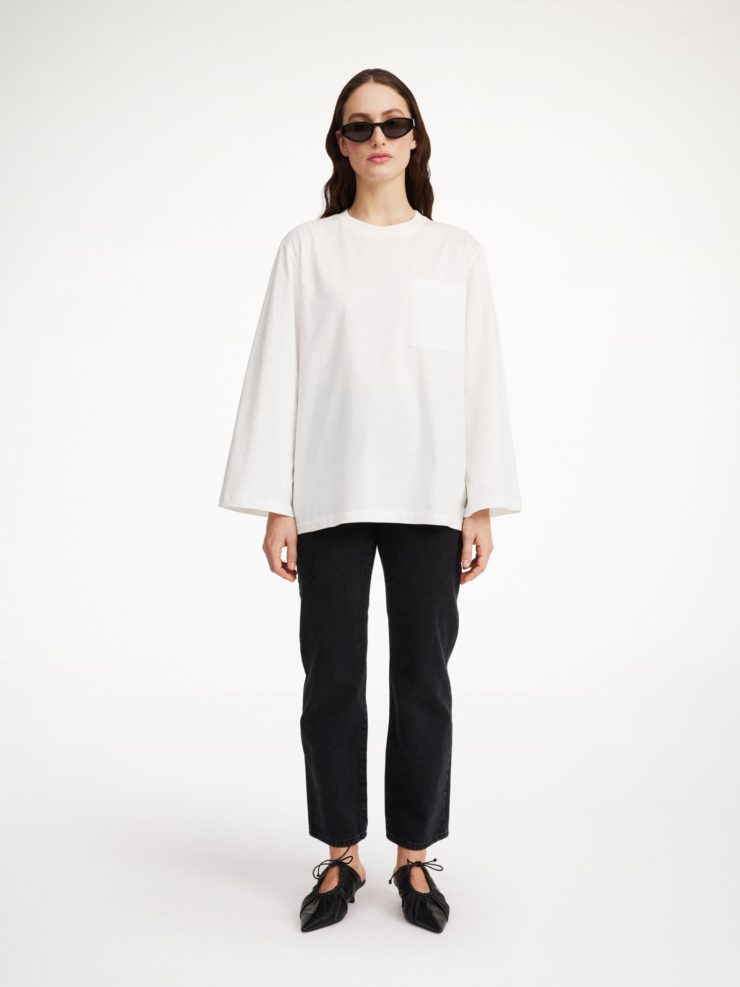 By Malene Birger Fayeh Oversized Longsleeve Topit Valkoinen | FI_BB32778