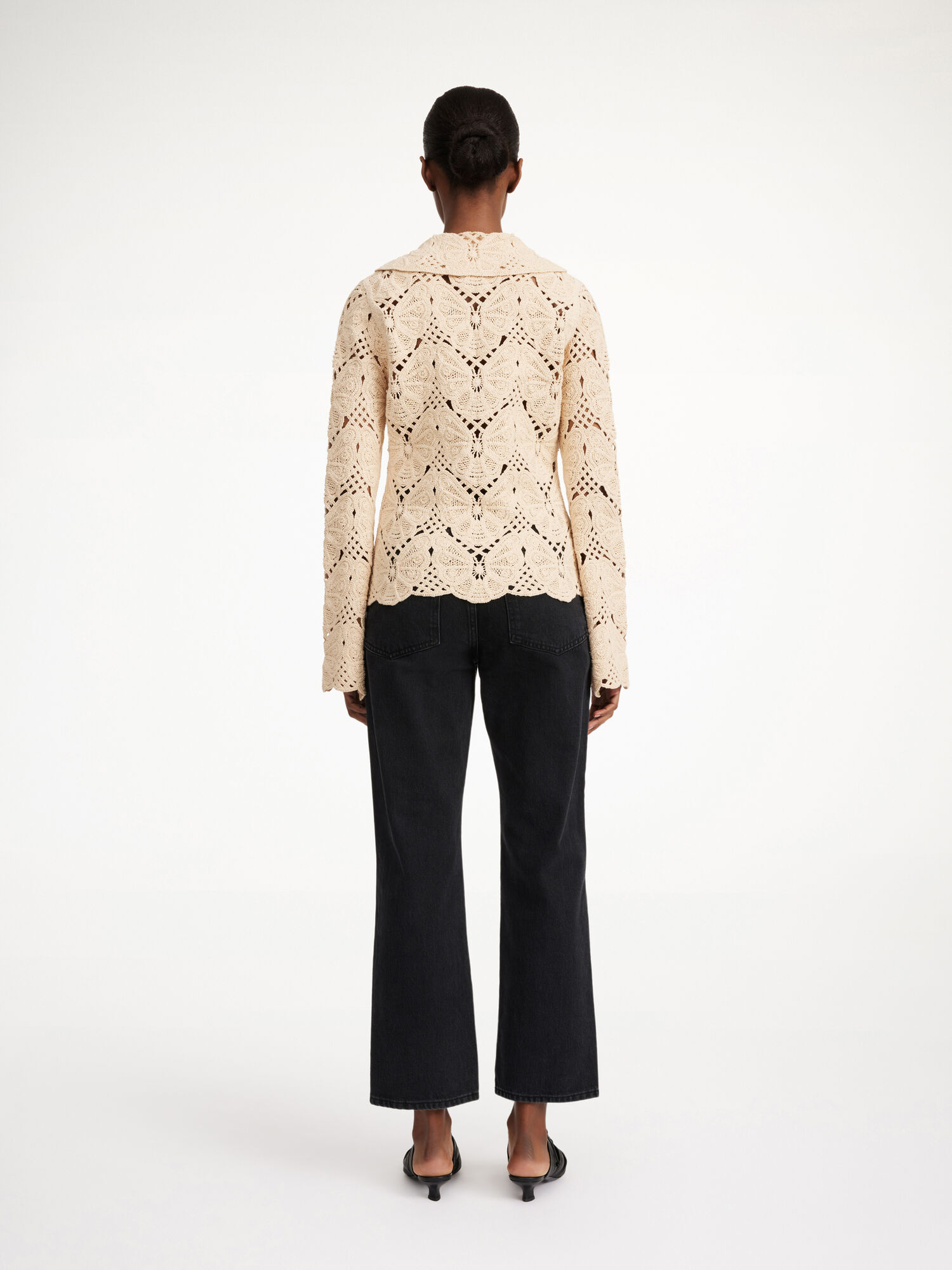 By Malene Birger Gwenevere Crochet Shirt Neuleet Oyster Gray | FI_BB85742