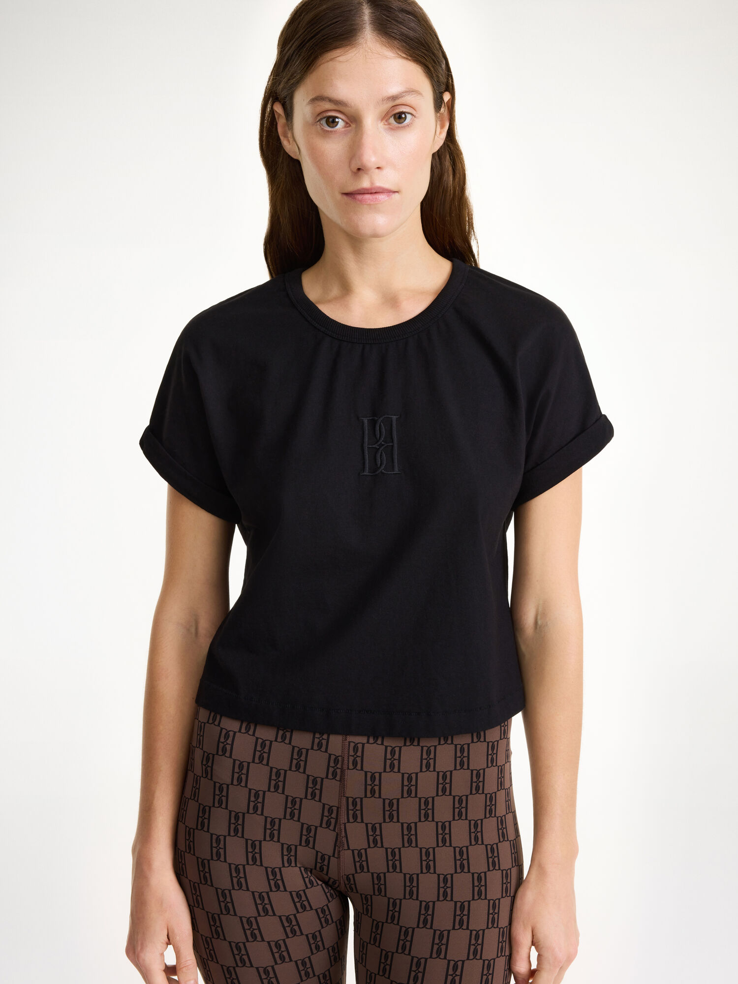 By Malene Birger Hedalia Organic Cotton T-shirt Topit Mustat | FI_BB11144