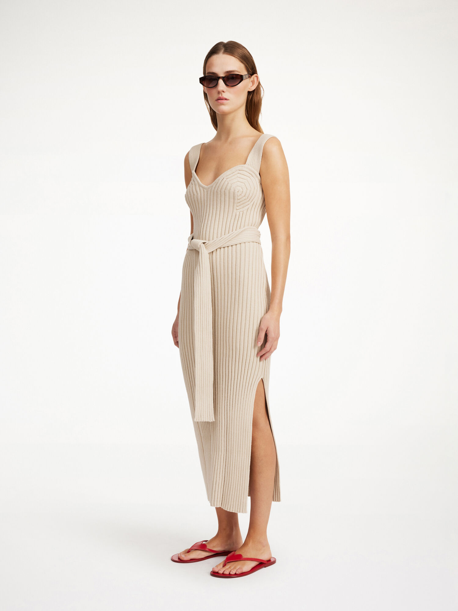 By Malene Birger Honeya Ribbed Maxi Dress Neuleet Oyster Gray | FI_BB91484