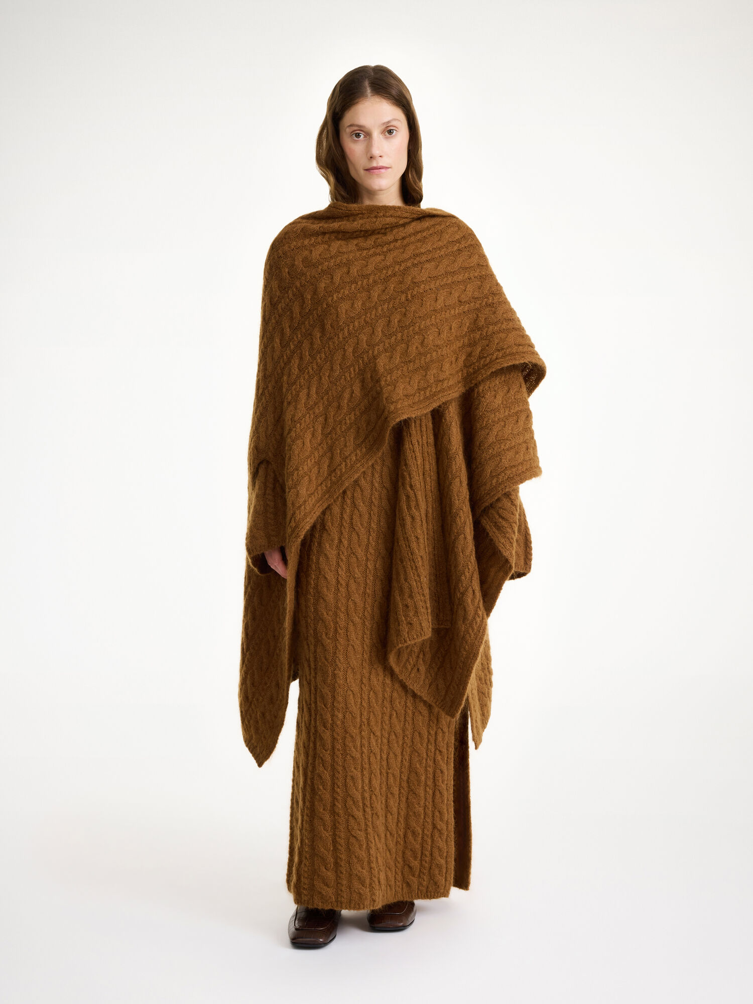 By Malene Birger Kassillas Wool-blend Poncho Neuleet Bison | FI_BB23398