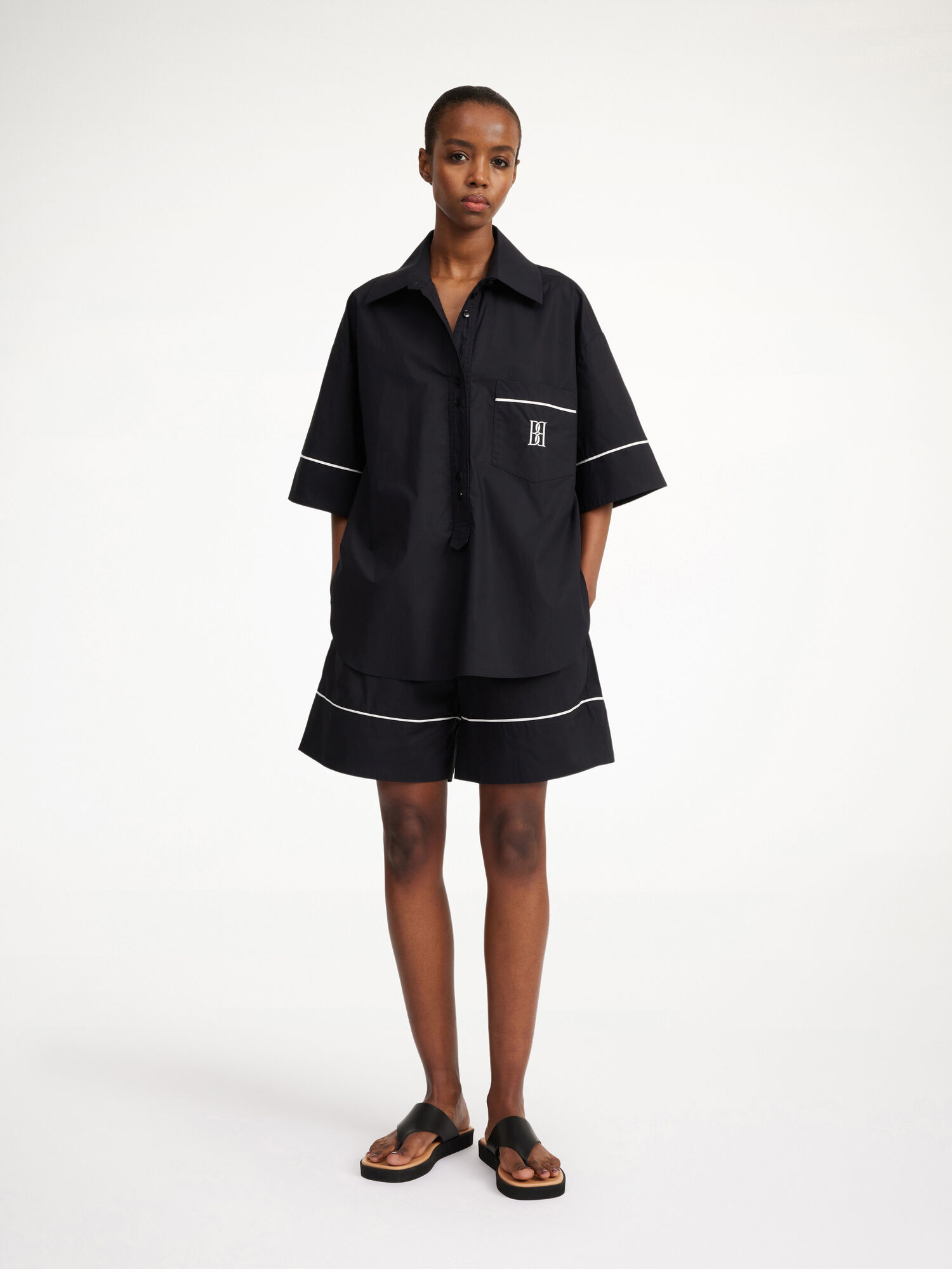 By Malene Birger Mallias Organic Cotton Shirt Topit Mustat | FI_BB55804