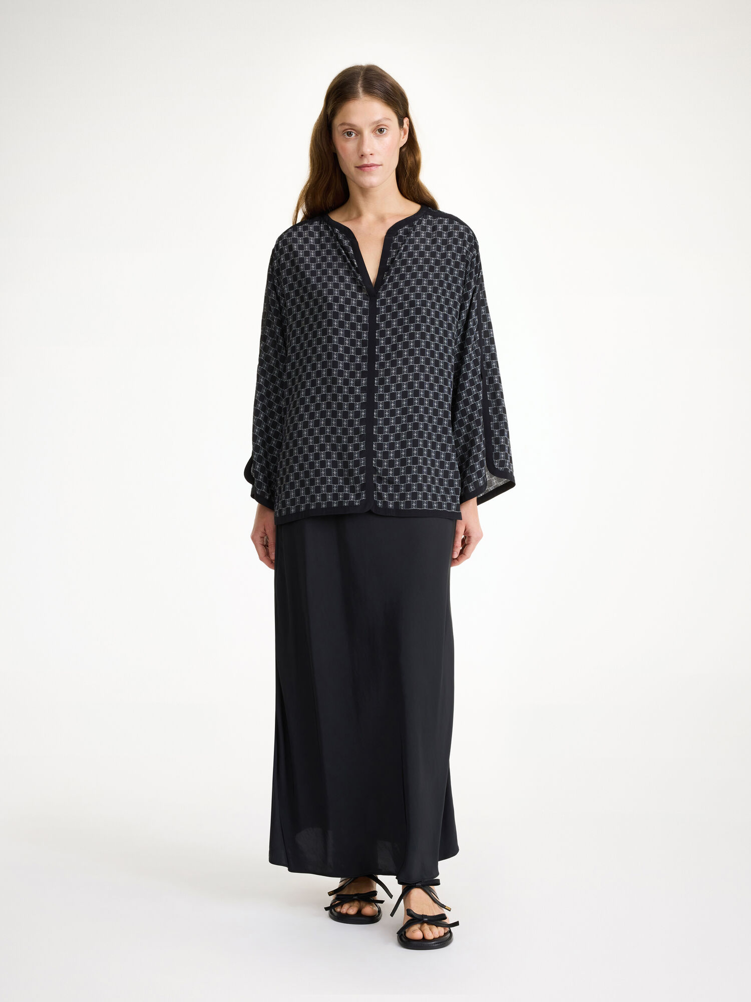 By Malene Birger Plazzo Blouse Paidat Mono lined 050 | FI_BB14963