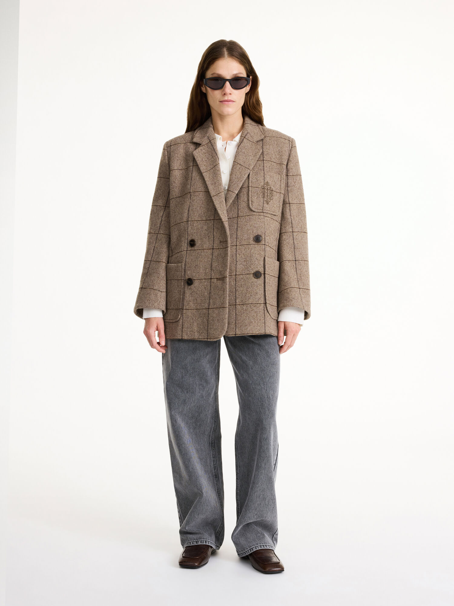 By Malene Birger Railey Double-breasted Bleiseri Autumn check | FI_BB74134