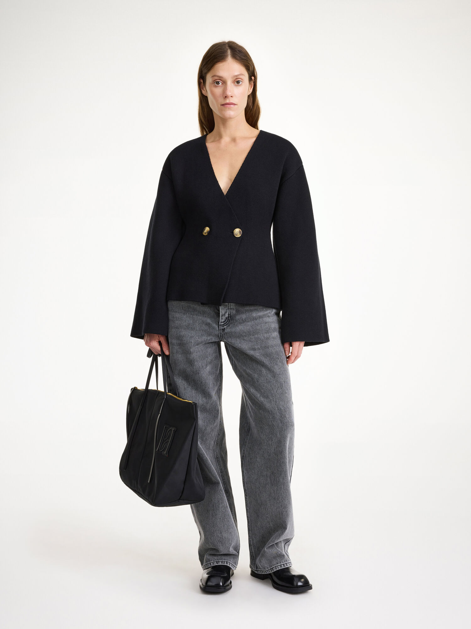 By Malene Birger Tinley Wool-blend Cardigan Neuleet Mustat | FI_BB51675