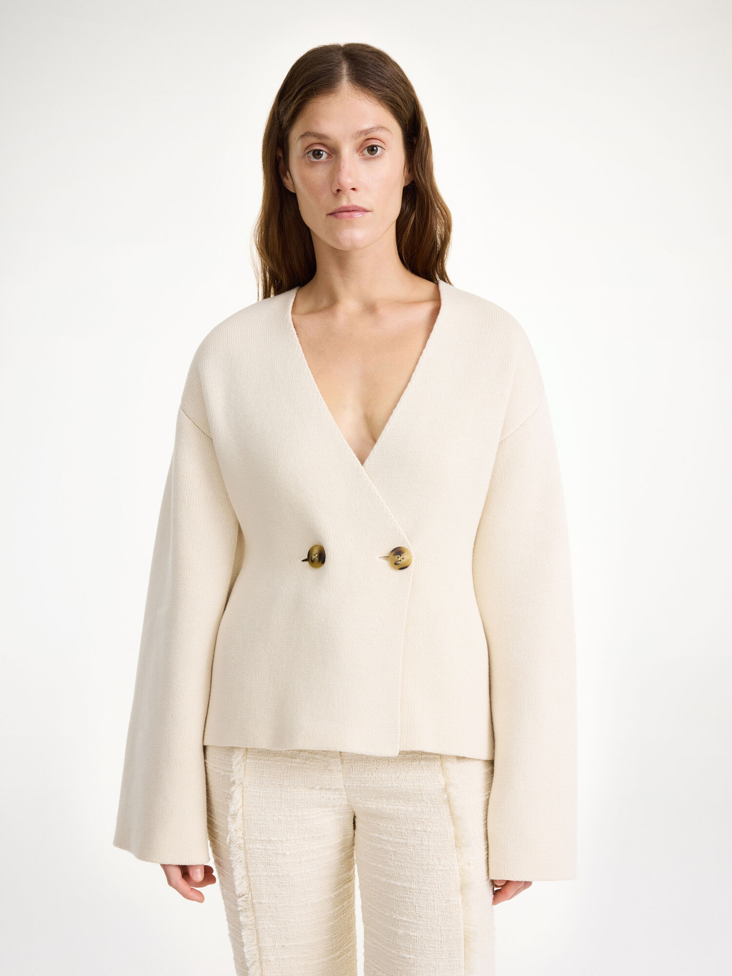 By Malene Birger Tinley Wool-blend Cardigan Neuleet Valkoinen | FI_BB92646