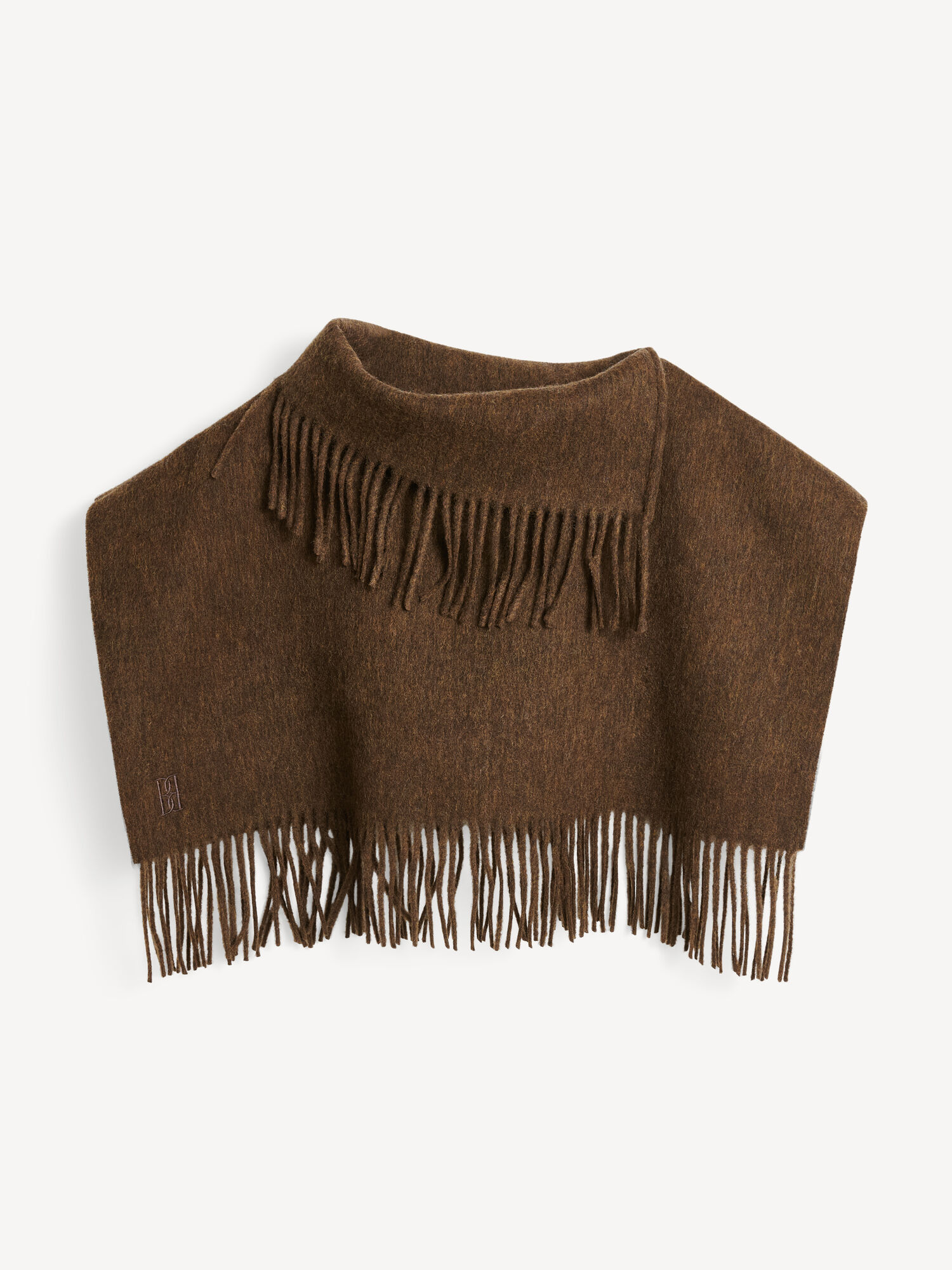 By Malene Birger Turtla Wool Fringe Bib Huivit Shitake | FI_BB62056