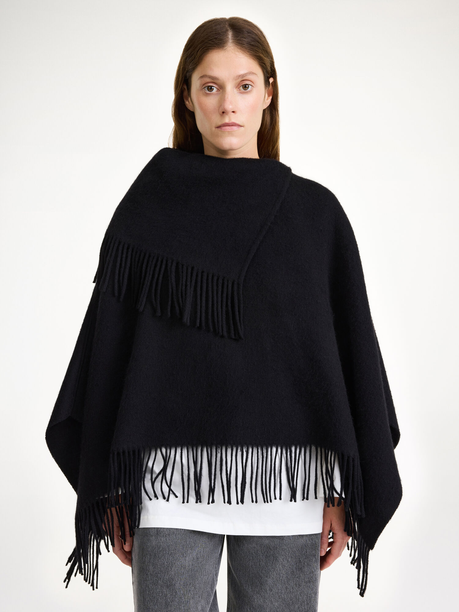 By Malene Birger Turtma Wool Fringe Bib Huivit Mustat | FI_BB37723